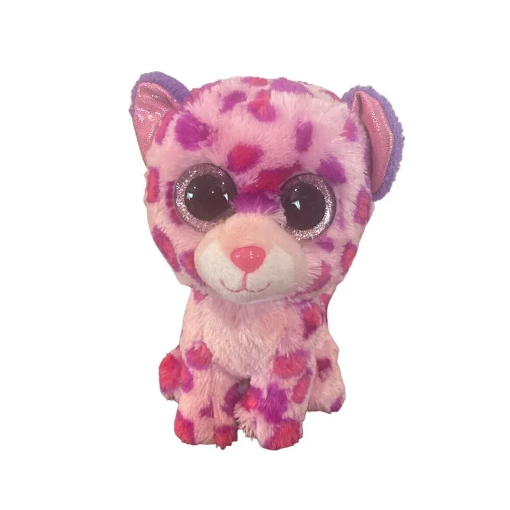 TY Beanie Boo's 6” inch Glamour Pink Purple Leopard Cat May 5 th Birthday  2015